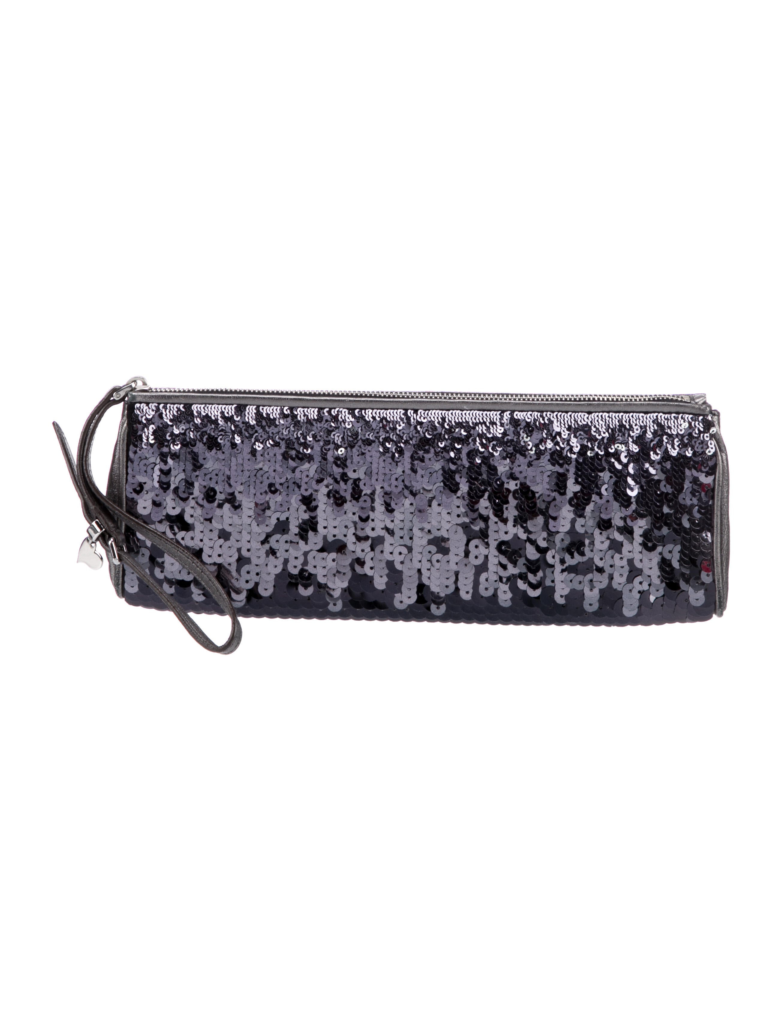 Miu Miu LeatherTrimmed Sequin Clutch Grey Clutches, Handbags