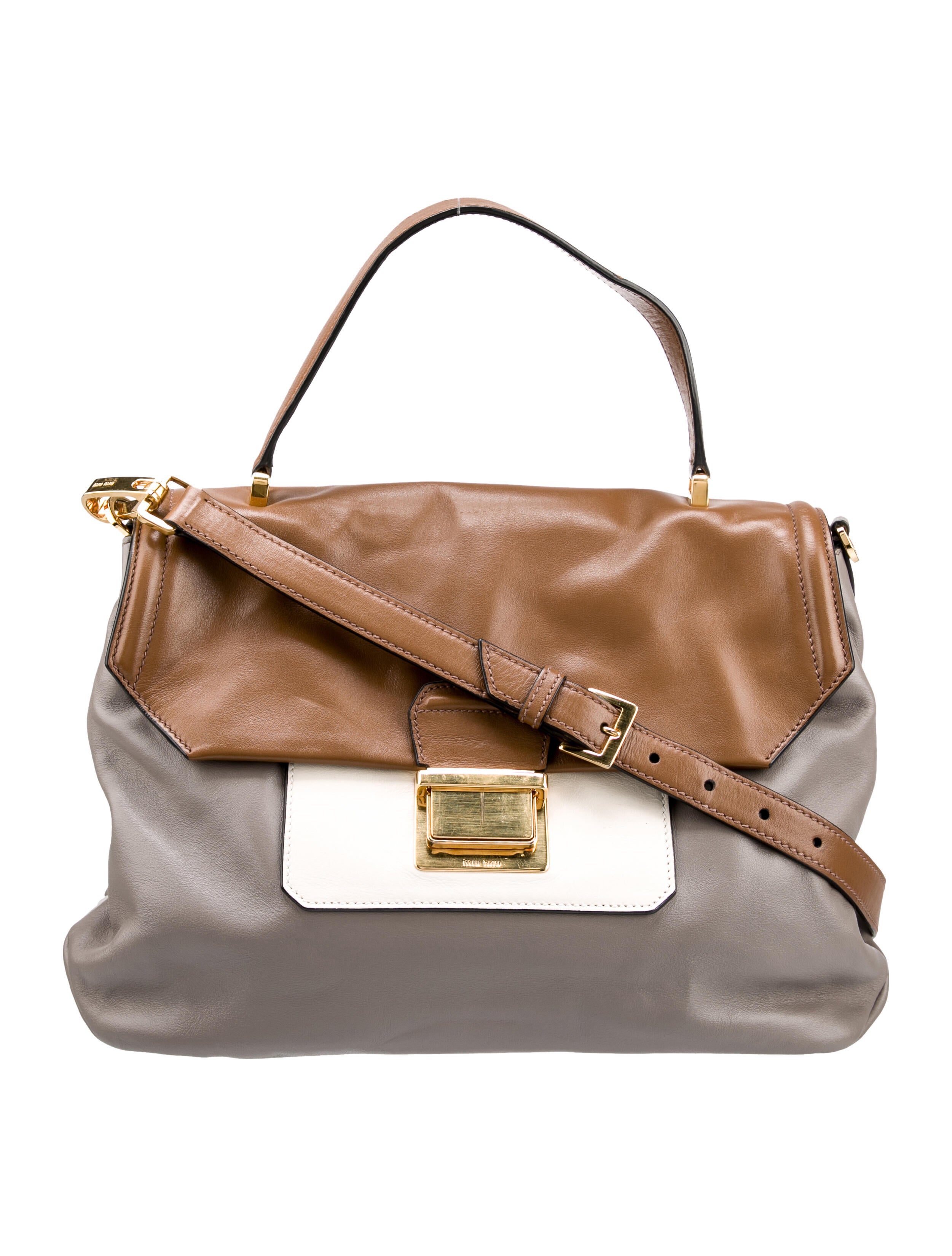 Miu Miu Leather Shoulder Bag Brown Shoulder Bags, Handbags MIU179447 The RealReal