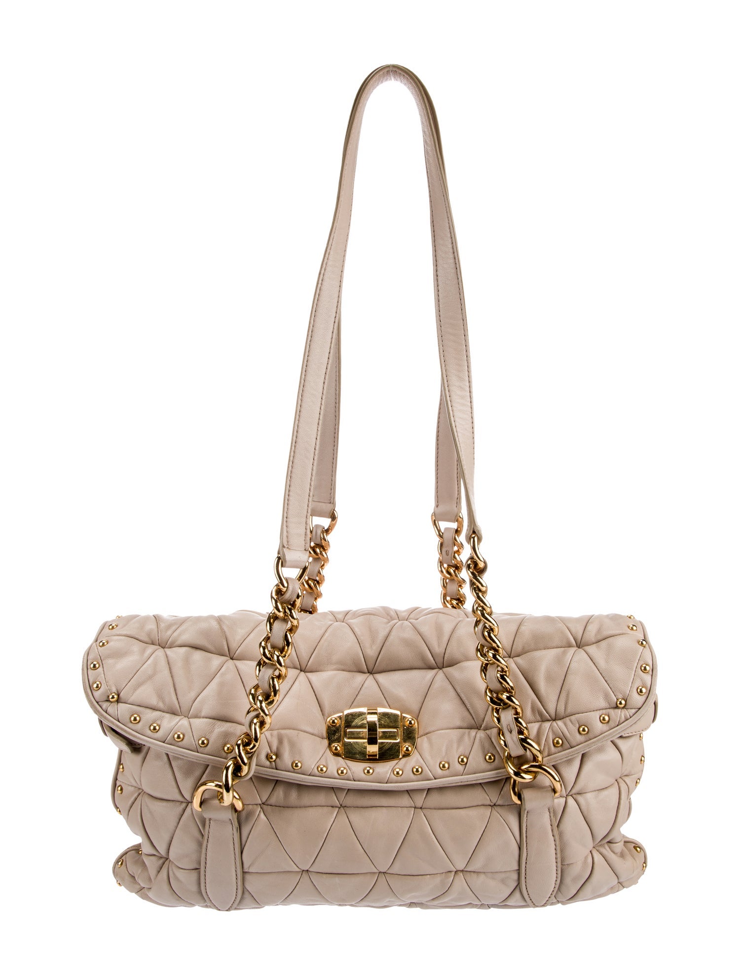 Miu Miu Quilted Leather Shoulder Bag Neutrals Shoulder Bags, Handbags