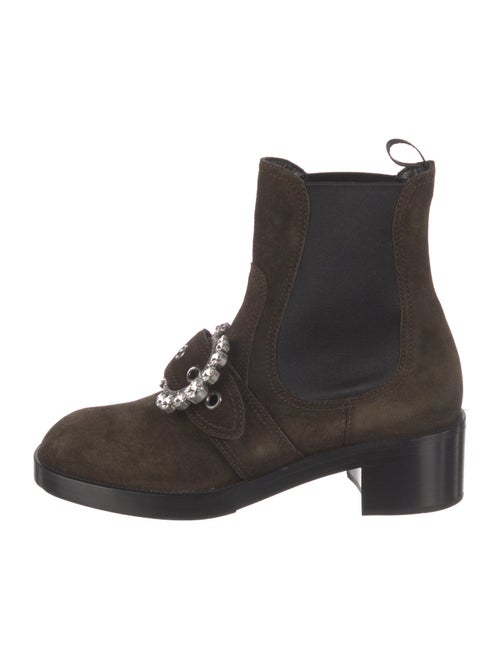 Miu Miu Suede Crystal Embellishments Chelsea Boots