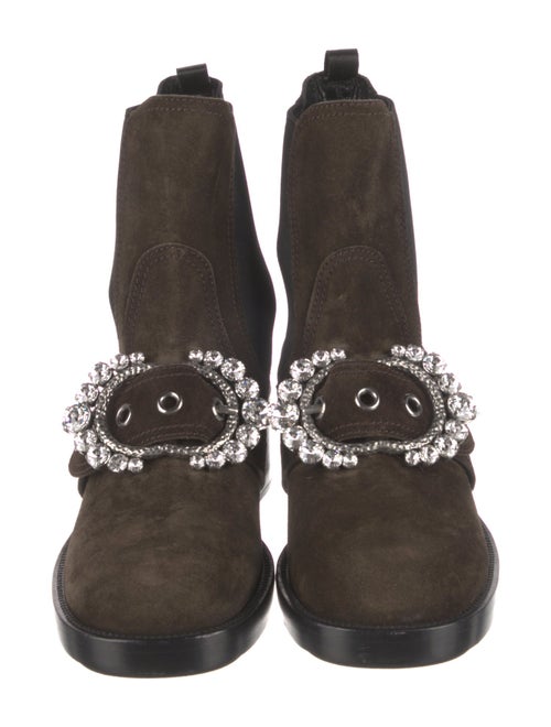 Miu Miu Suede Crystal Embellishments Chelsea Boots