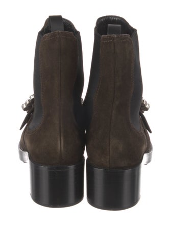 Miu Miu Suede Crystal Embellishments Chelsea Boots