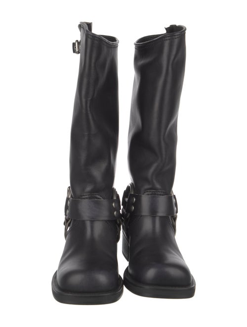 Miu Miu Leather Studded Accents Moto Boots