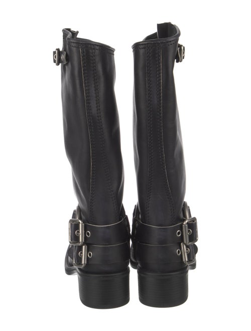 Miu Miu Leather Studded Accents Moto Boots