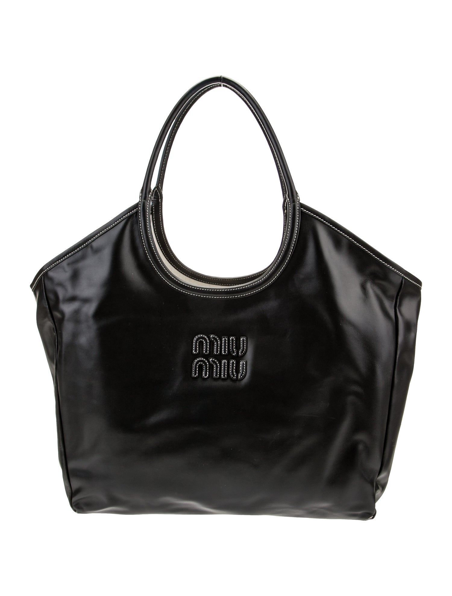 Miu Miu Leather Ivy Tote Bag - Black Totes, Handbags - MIU186605