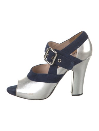 Miu Miu Leather Colorblock Pattern Mules