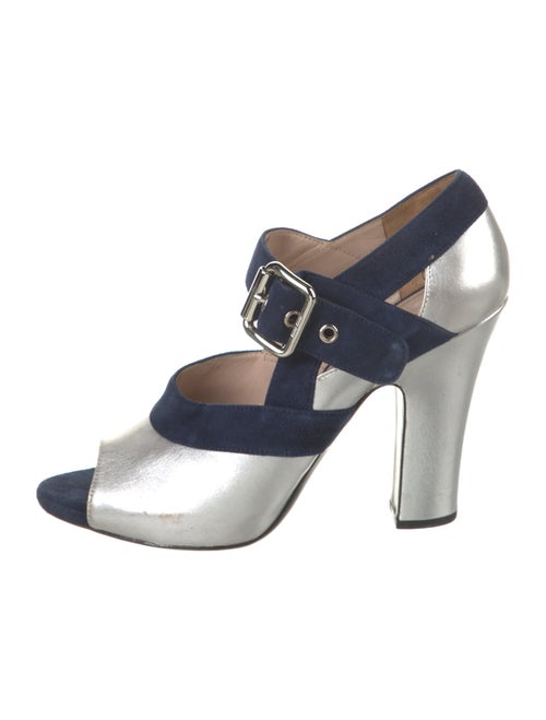 Miu Miu Leather Colorblock Pattern Mules