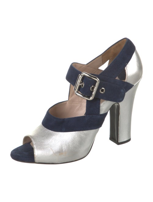 Miu Miu Leather Colorblock Pattern Mules