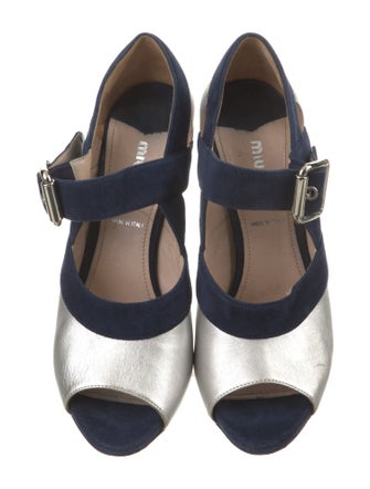 Miu Miu Leather Colorblock Pattern Mules
