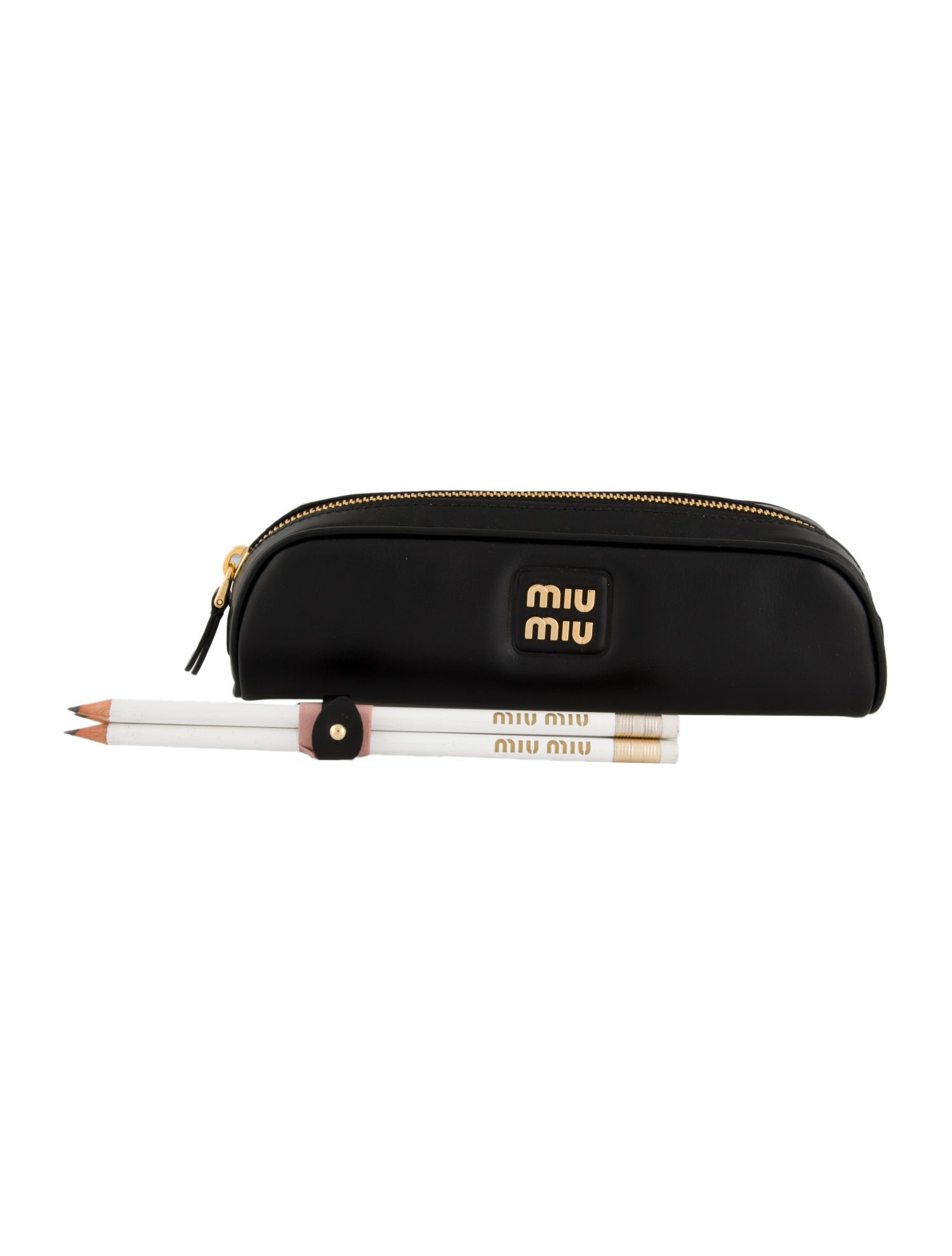 Miu Miu Calf Leather Pencil Case with Pencils w/Tags - Black Bag