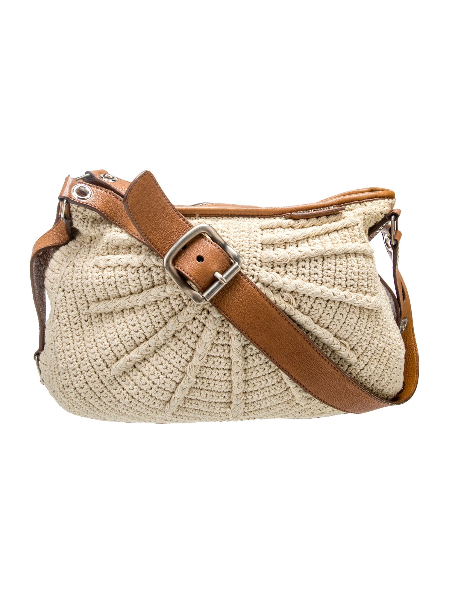 バッグ Miu Miu Knit Leathbr Shoulder Bag Miu Miu Leather-Trim Knit Shoulder Bag - Black Shoulder Bags