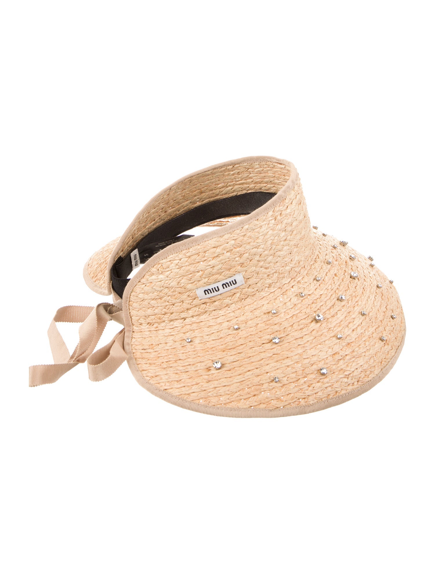 Miu Miu Neutral straw crystal embellished visor - Neutrals 