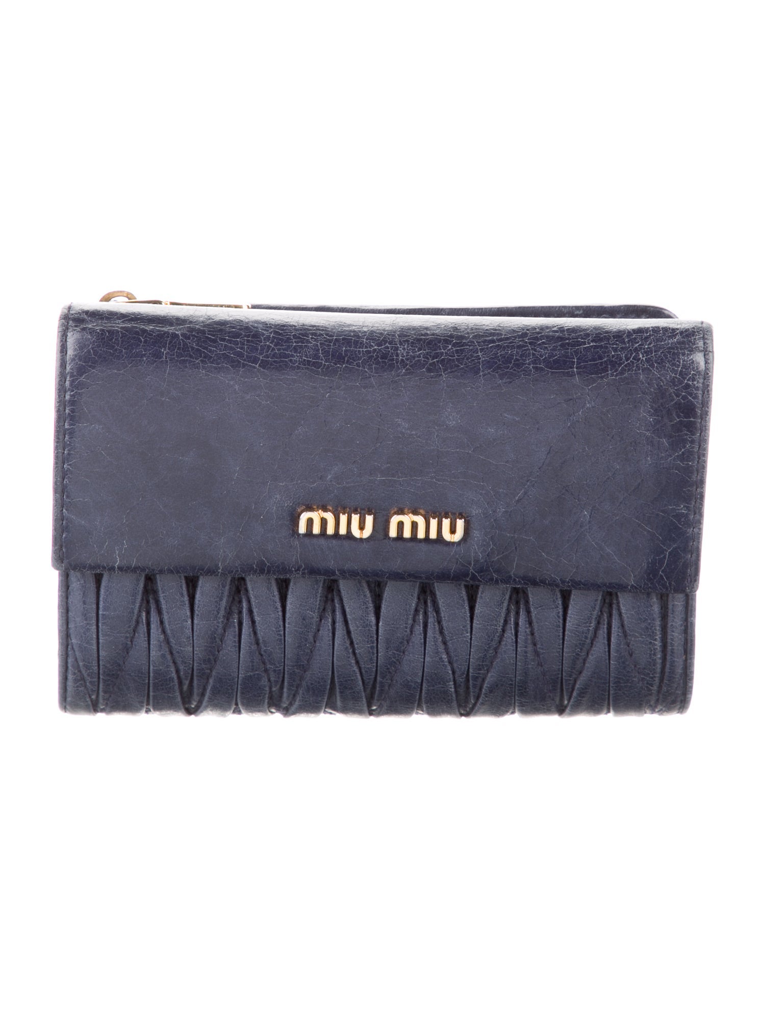 Miu Miu Leather Compact Wallet - Blue Wallets, Accessories
