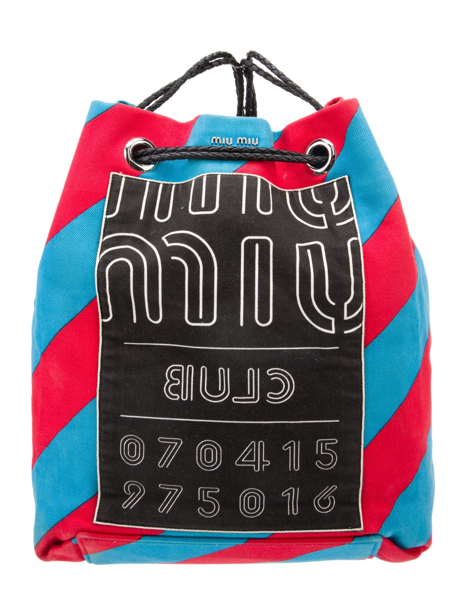 Miu Miu Leather Trim Canvas Backpack