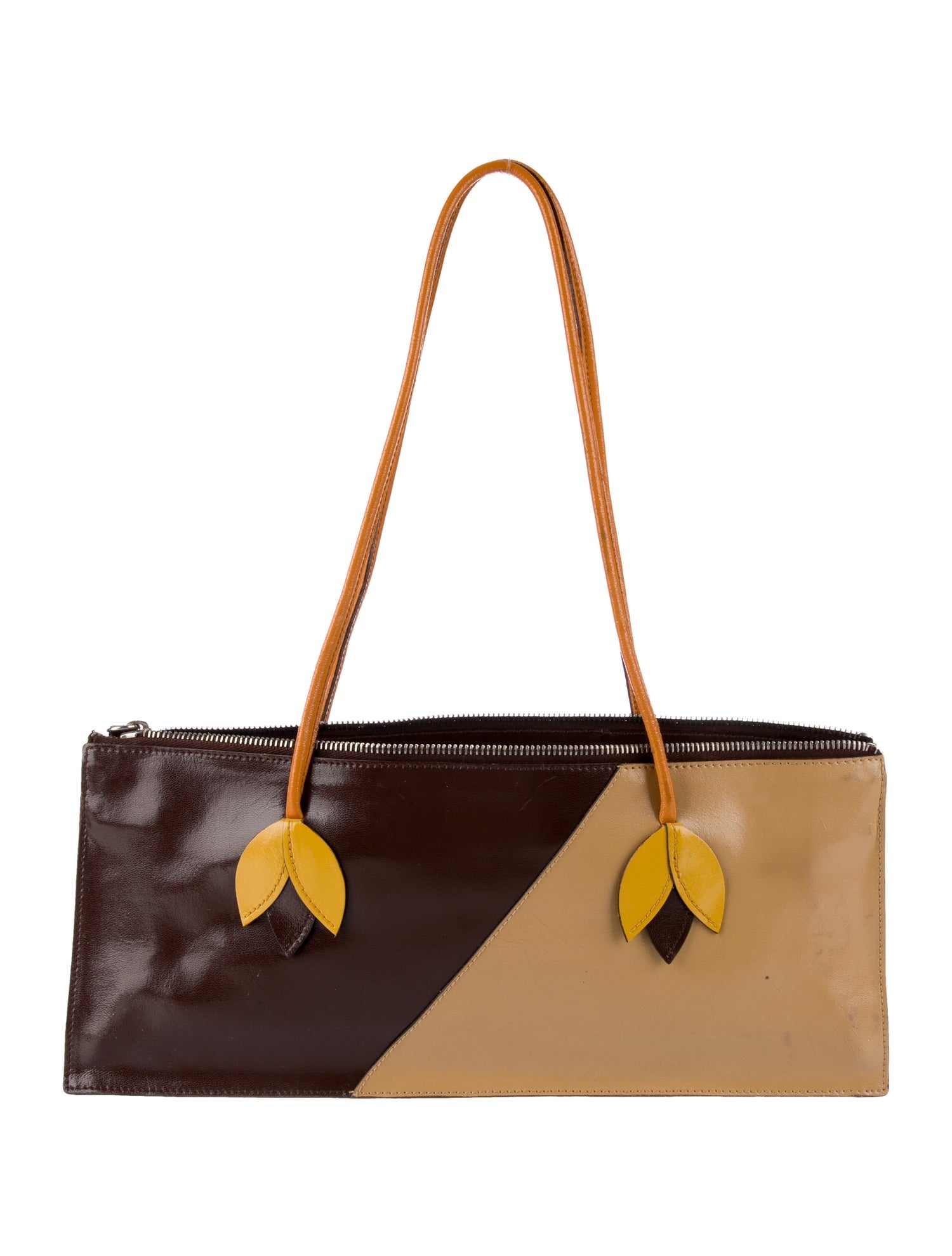 Miu Miu Color Block Leather Shoulder Bag - Brown Shoulder