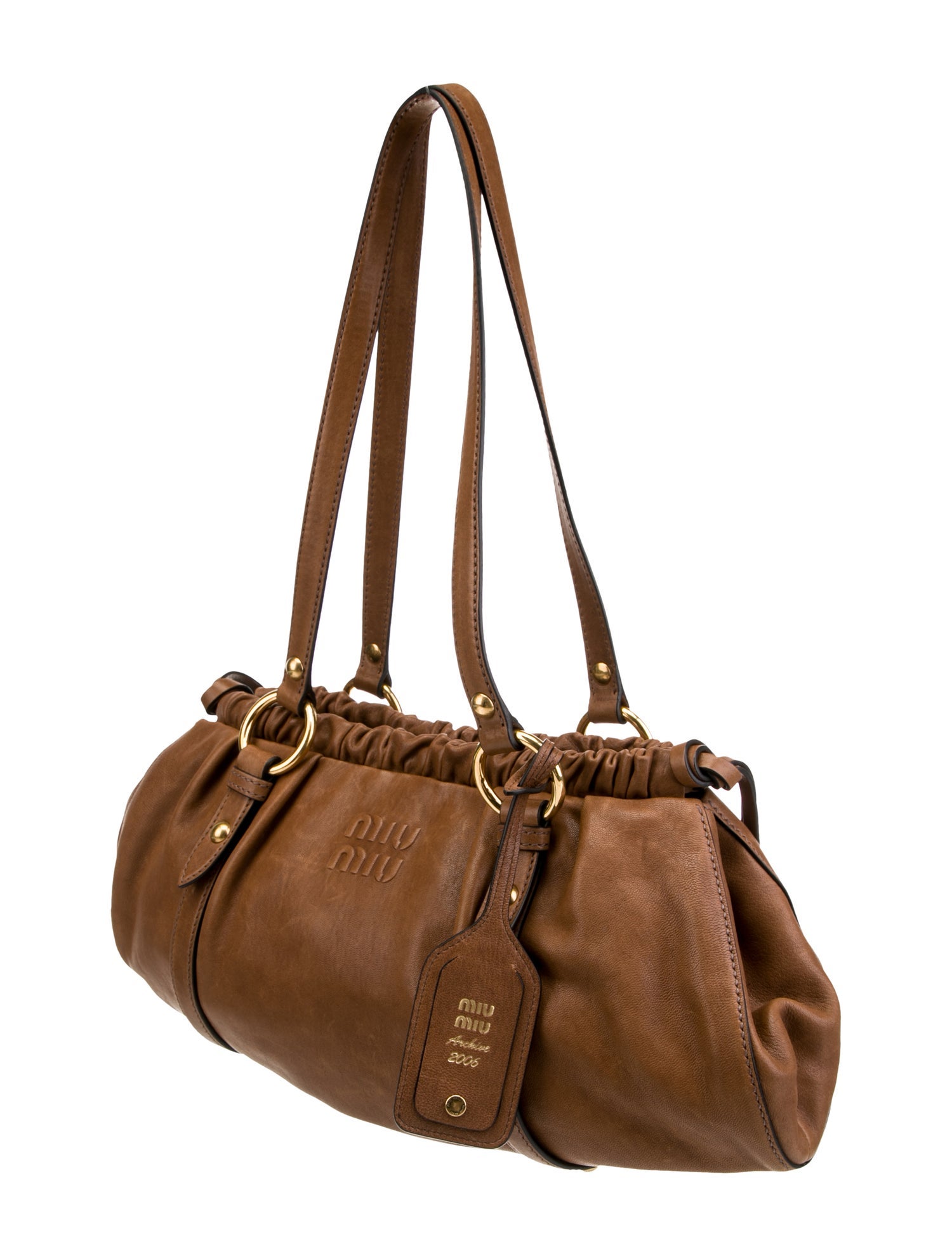 Miu Miu Archive 2006 Nappa Leather Shoulder Bag - Brown Shoulder