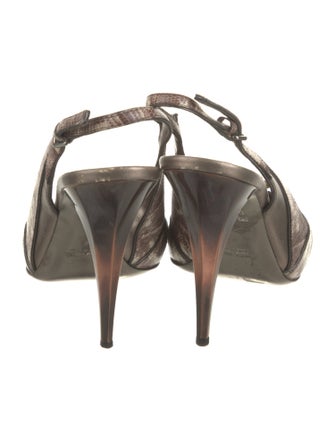 Miu Miu Embossed Leather Printed Slingback Sandals