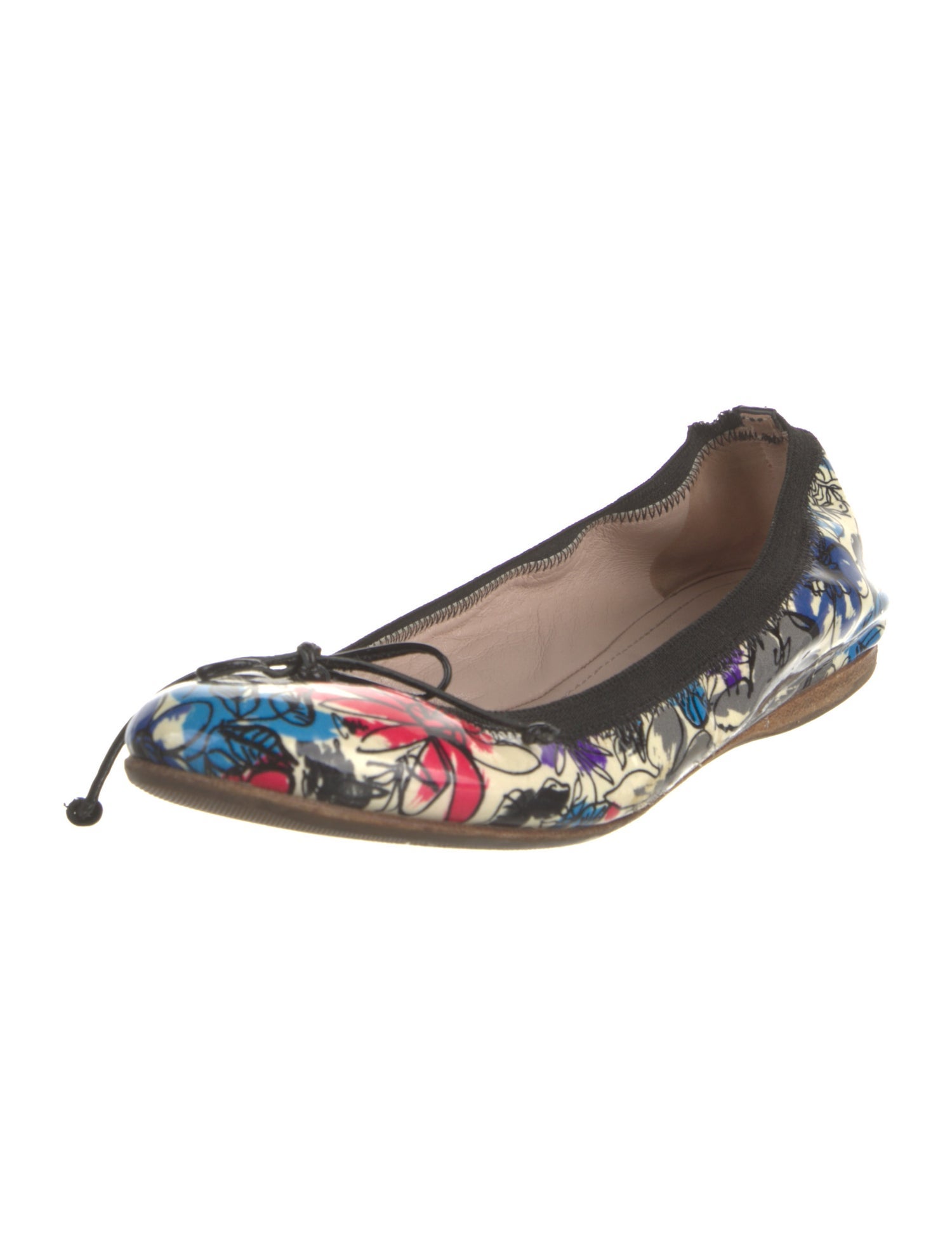 Miu Miu Patent Leather Floral Print Ballet Flats