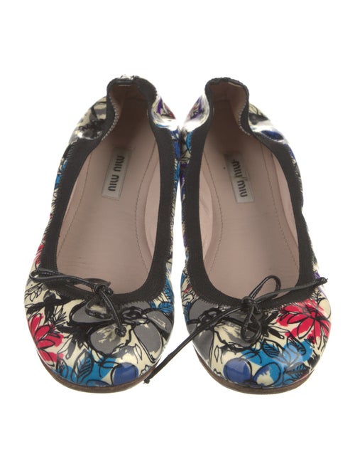 Miu Miu Patent Leather Floral Print Ballet Flats