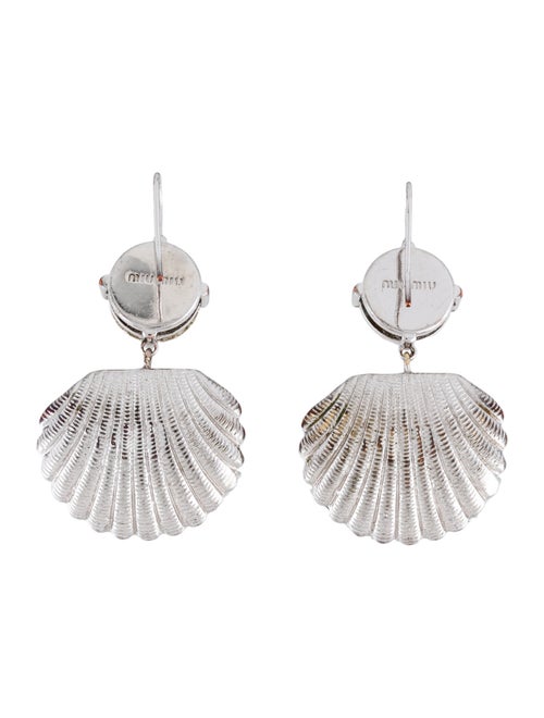 Miu Miu Faux Pearl & Crystal Shell Drop Earrings