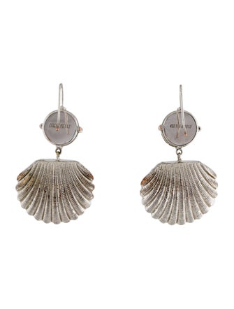 Miu Miu Faux Pearl & Crystal Shell Drop Earrings