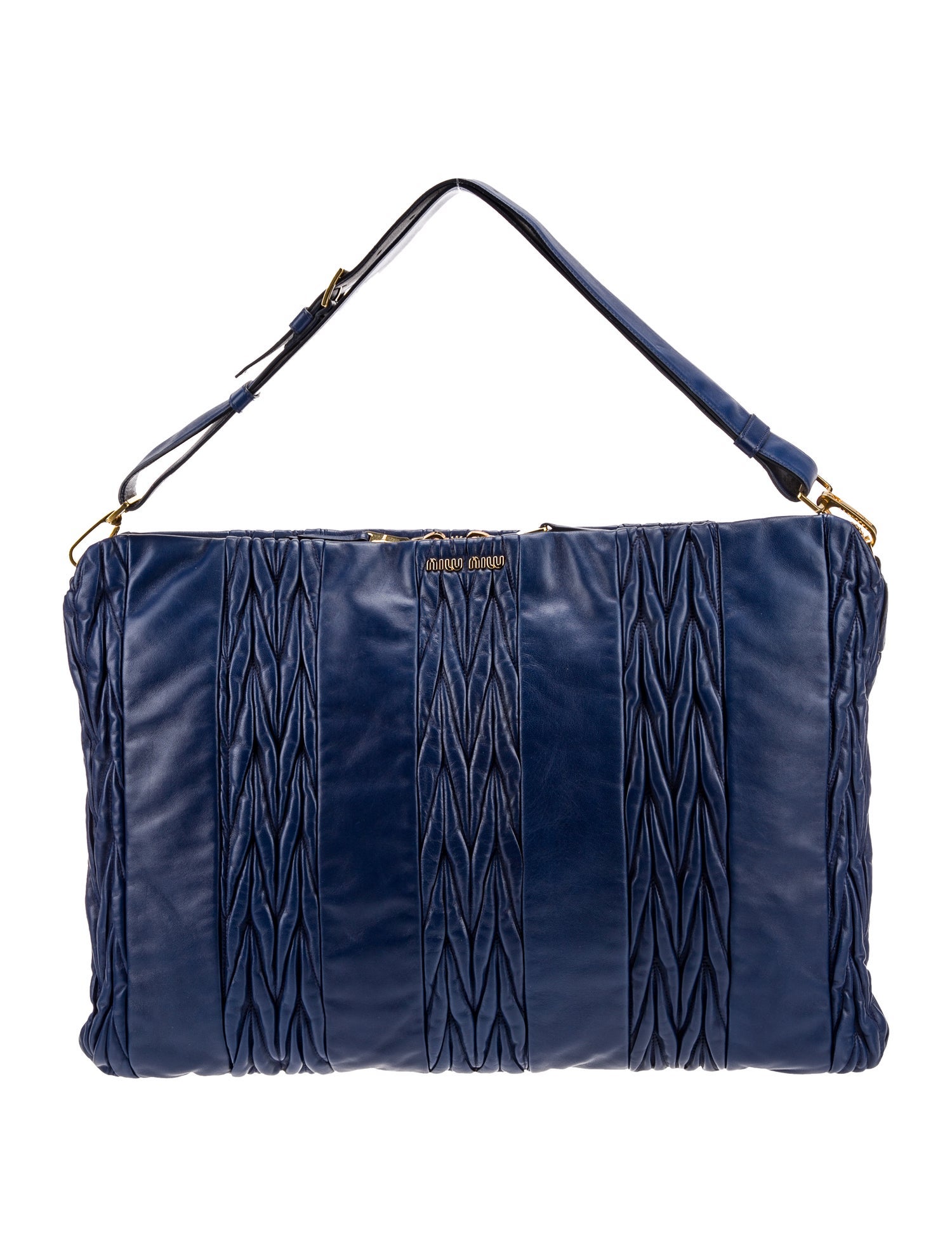 Miu Miu Leather Shoulder Bag Blue Shoulder Bags, Handbags MIU201751