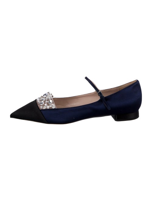 Miu Miu Satin Crystal Embellishments Mary Jane Flats