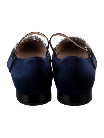 Miu Miu Satin Crystal Embellishments Mary Jane Flats