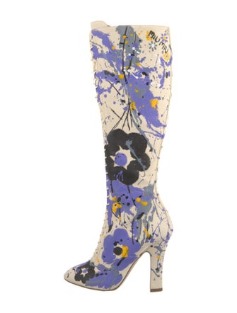 Miu Miu Canvas Floral Print Boots