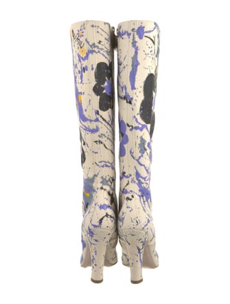 Miu Miu Canvas Floral Print Boots