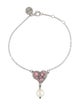 Miu Miu Faux Pearl, Crystal, & Velvet Heart Charm Bracelet