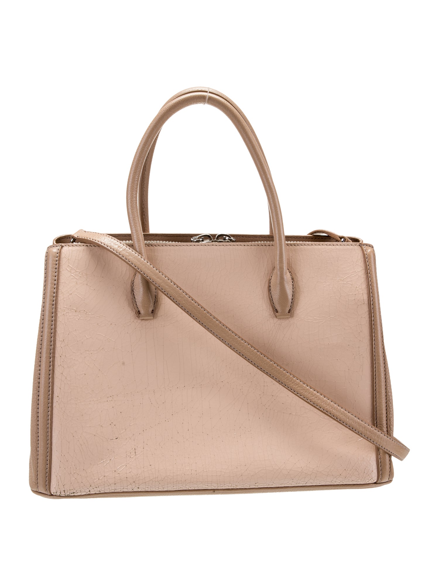 Miu Miu Leather Crackle Tote - Neutrals Totes, Handbags