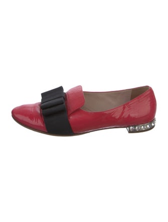 Miu Miu Patent Leather Bow Accents Loafers