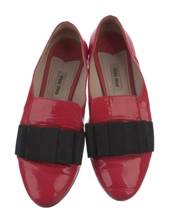 Miu Miu Patent Leather Bow Accents Loafers