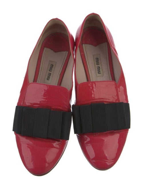 Miu Miu Patent Leather Bow Accents Loafers