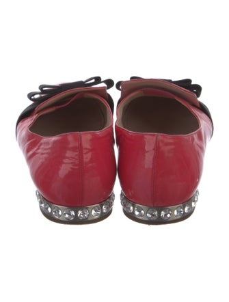 Miu Miu Patent Leather Bow Accents Loafers
