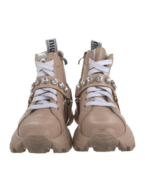 Miu Miu Leather Whipstitch Trim Combat Boots