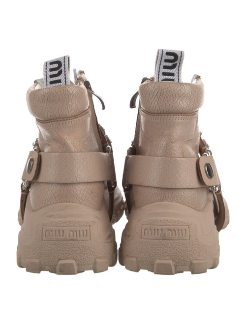 Miu Miu Leather Whipstitch Trim Combat Boots