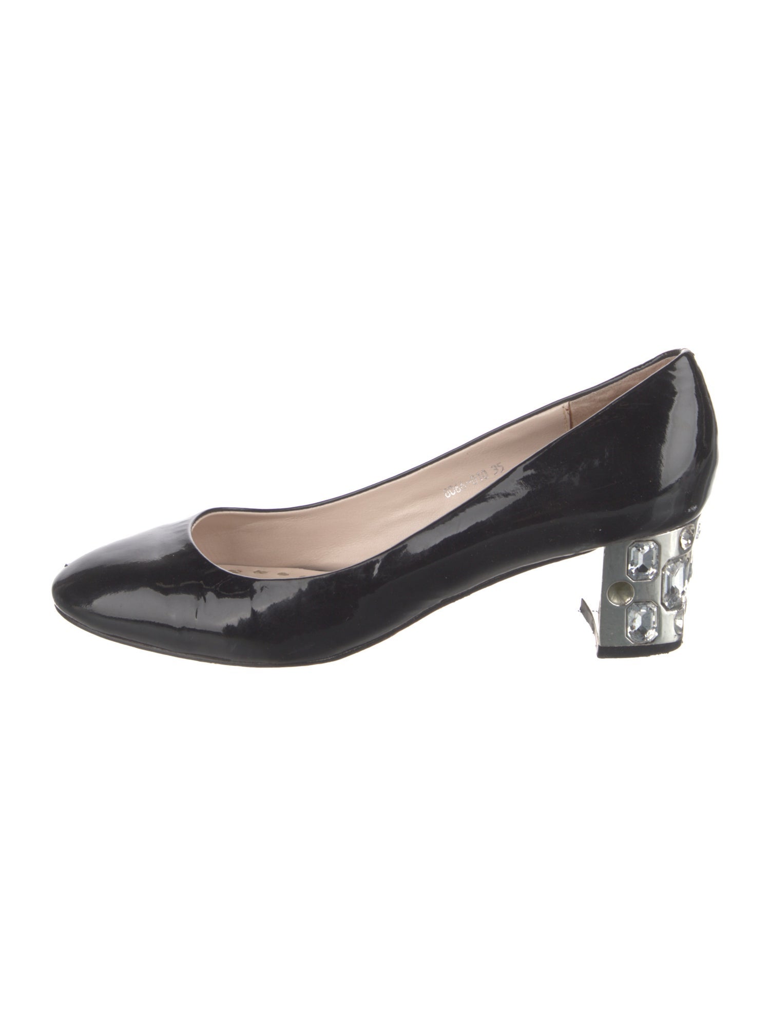 Miu Miu Patent Leather Crystal Embellishments Pumps