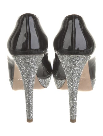 Miu Miu Patent Leather Glitter Accents Pumps