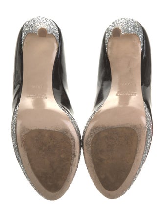 Miu Miu Patent Leather Glitter Accents Pumps