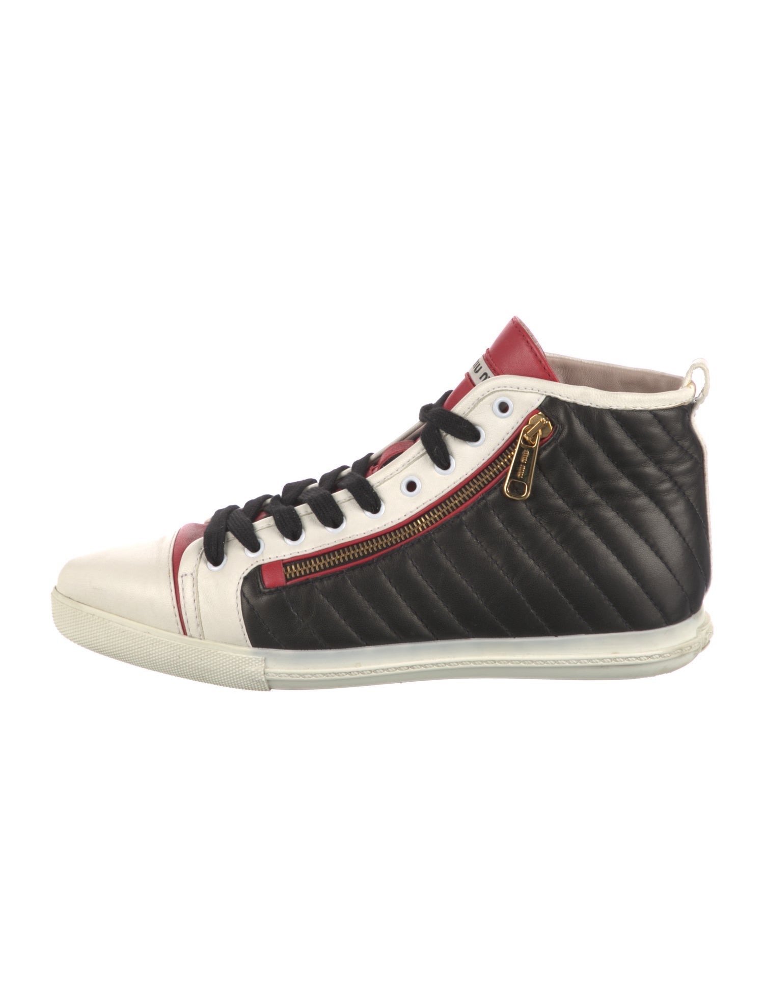 Miu Miu Leather Colorblock Pattern Sneakers