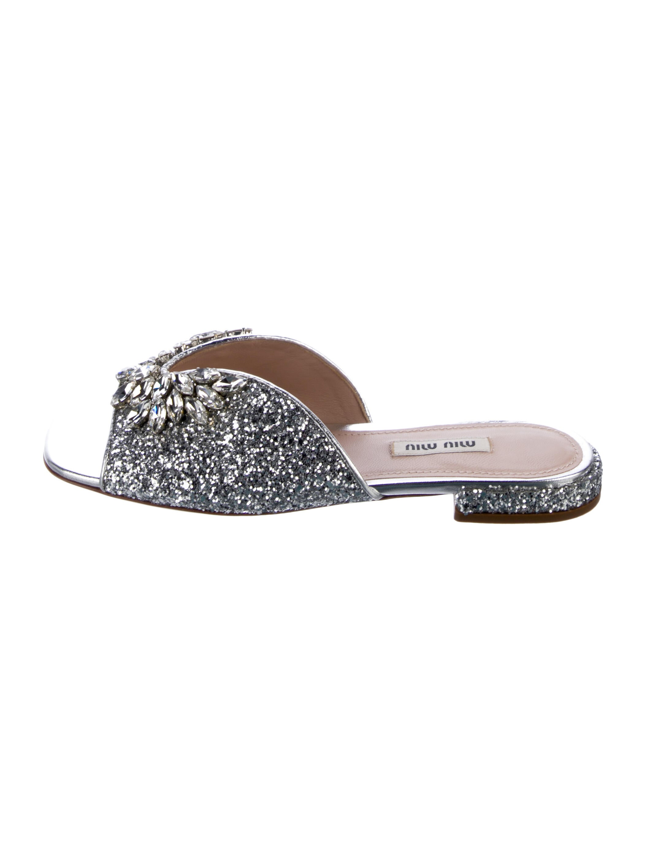 Miu Miu Glitter Printed Slides