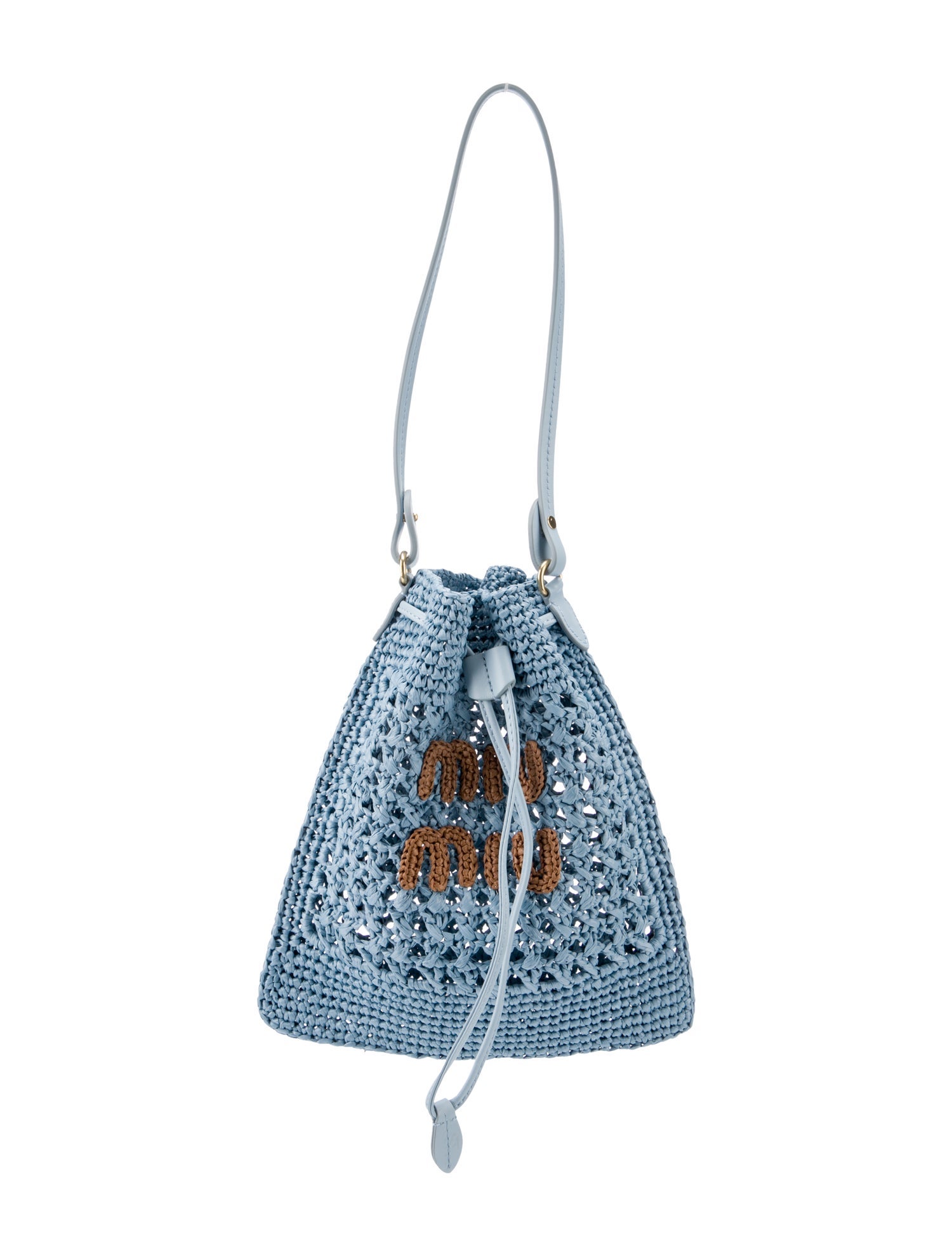Miu Miu Raffia Bucket Bag 2023 - Blue Bucket Bags, Handbags