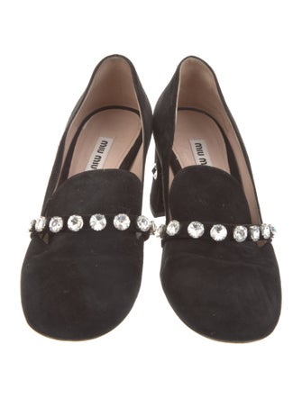 Miu Miu Suede Crystal Embellishments Pumps