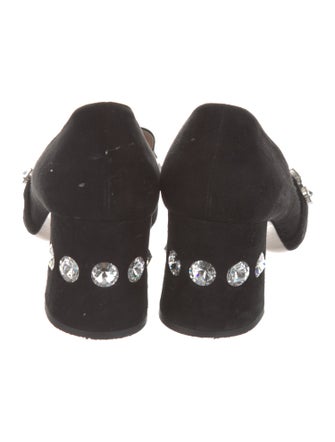 Miu Miu Suede Crystal Embellishments Pumps