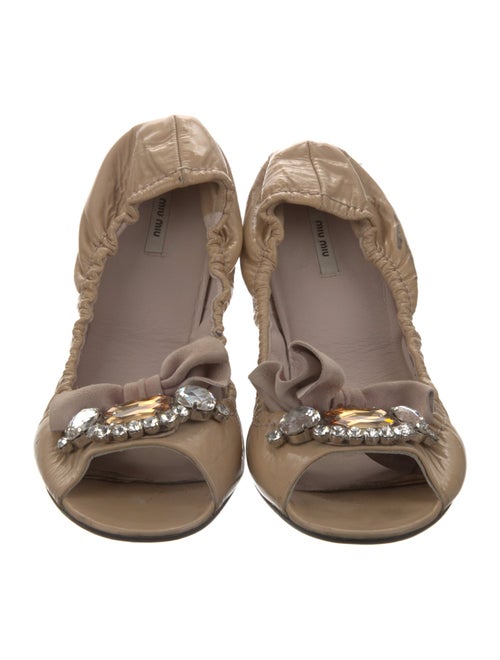 Miu Miu Leather Crystal Embellishments Ballet Flats