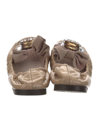 Miu Miu Leather Crystal Embellishments Ballet Flats