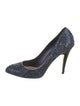 Miu Miu Glitter Leather Trim Embellishment Pumps