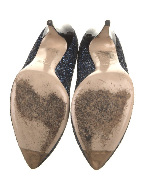 Miu Miu Glitter Leather Trim Embellishment Pumps